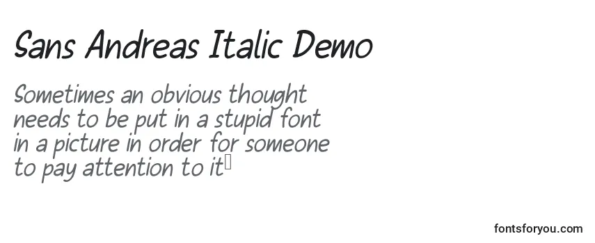 Шрифт Sans Andreas Italic Demo