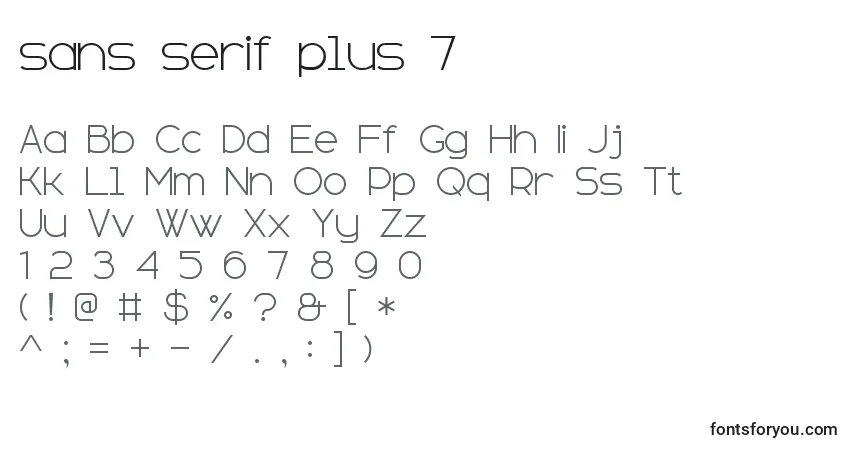 Schriftart Sans serif plus 7 – Alphabet, Zahlen, spezielle Symbole
