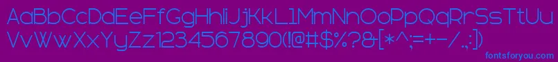 sans serif plus 7-fontti – siniset fontit violetilla taustalla
