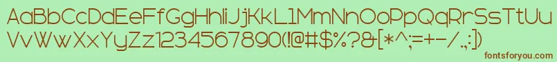 sans serif plus 7-Schriftart – Braune Schriften auf grünem Hintergrund