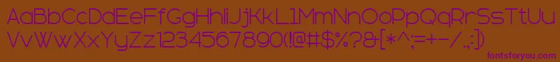 sans serif plus 7-fontti – violetit fontit ruskealla taustalla