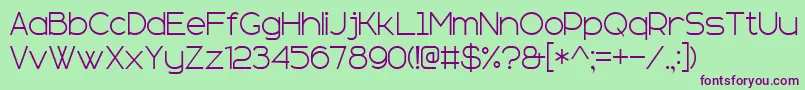 sans serif plus 7-Schriftart – Violette Schriften auf grünem Hintergrund