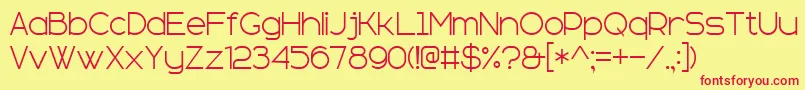 sans serif plus 7-fontti – punaiset fontit keltaisella taustalla