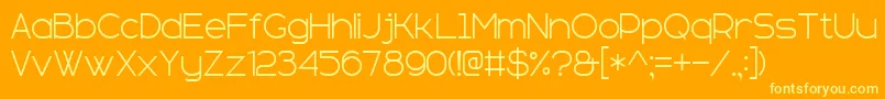 Czcionka sans serif plus 7 – żółte czcionki na pomarańczowym tle