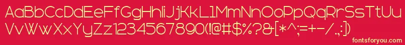 sans serif plus 7-fontti – keltaiset fontit punaisella taustalla