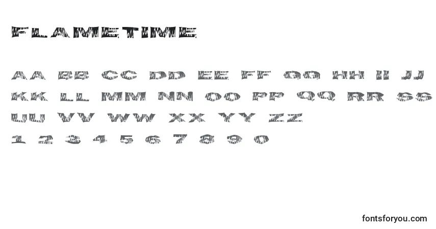 Schriftart Flametime – Alphabet, Zahlen, spezielle Symbole