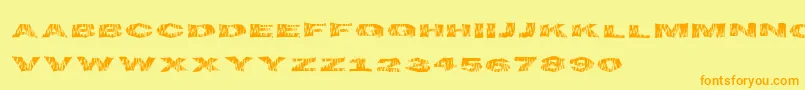 フォントFlametime – オレンジの文字が黄色の背景にあります。