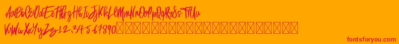 Sansa-Schriftart – Rote Schriften auf orangefarbenem Hintergrund
