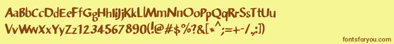 フォントSansandre Script – 茶色の文字が黄色の背景にあります。