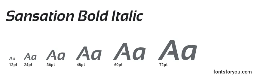 Tamaños de fuente Sansation Bold Italic