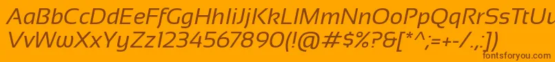 Sansation Italic-Schriftart – Braune Schriften auf orangefarbenem Hintergrund