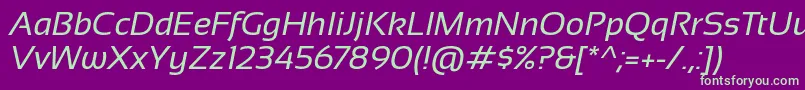 Sansation Italic-fontti – vihreät fontit violetilla taustalla