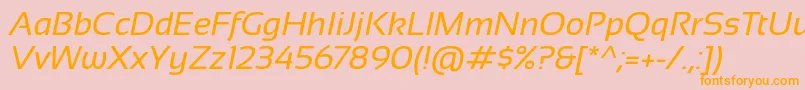 Sansation Italic-Schriftart – Orangefarbene Schriften auf rosa Hintergrund