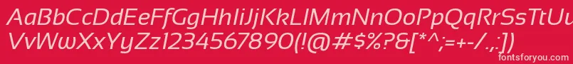Sansation Italic-fontti – vaaleanpunaiset fontit punaisella taustalla