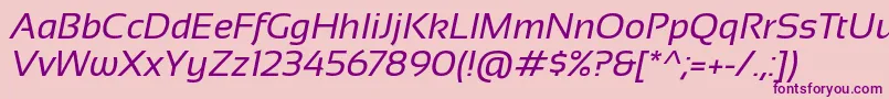 Sansation Italic-Schriftart – Violette Schriften auf rosa Hintergrund