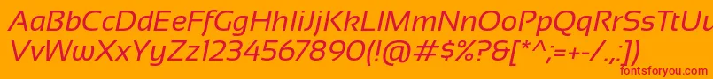 Sansation Italic-Schriftart – Rote Schriften auf orangefarbenem Hintergrund