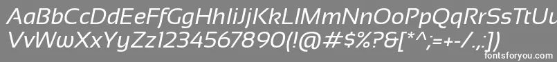 Sansation Italic-Schriftart – Weiße Schriften auf grauem Hintergrund