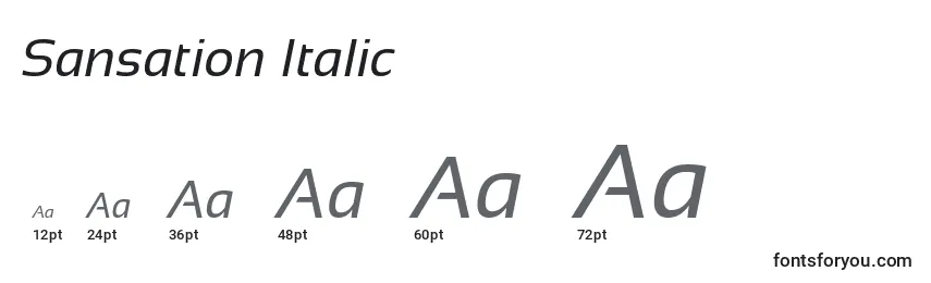 Größen der Schriftart Sansation Italic