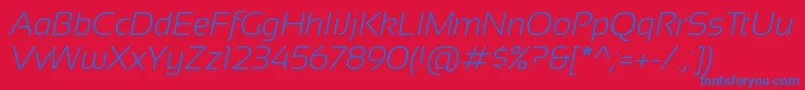 フォントSansation Light Italic – 赤い背景に青い文字
