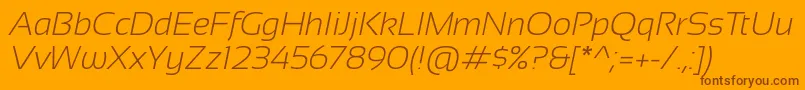 フォントSansation Light Italic – オレンジの背景に茶色のフォント