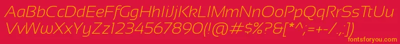 Sansation Light Italic Font – Orange Fonts on Red Background