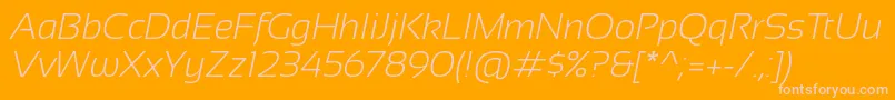 Sansation Light Italic-Schriftart – Rosa Schriften auf orangefarbenem Hintergrund