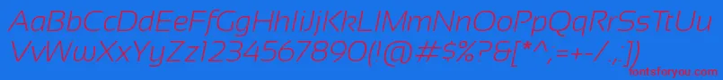 フォントSansation Light Italic – 赤い文字の青い背景