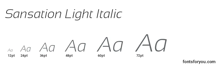 Rozmiary czcionki Sansation Light Italic