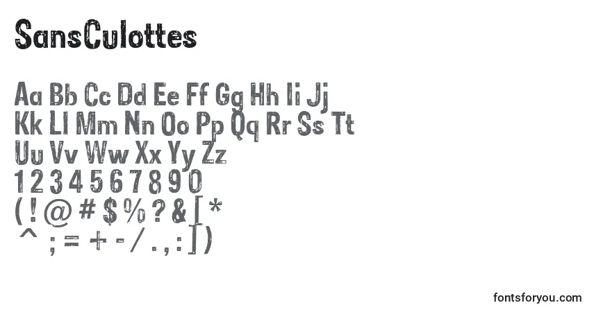 Schriftart SansCulottes – Alphabet, Zahlen, spezielle Symbole