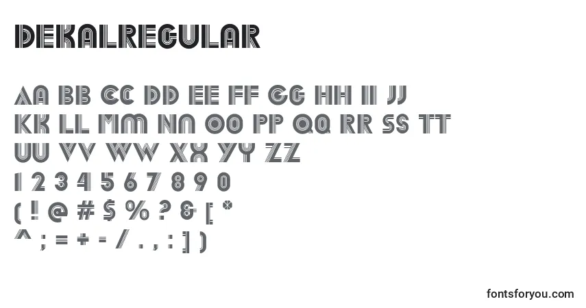 A fonte DekalRegular – alfabeto, números, caracteres especiais
