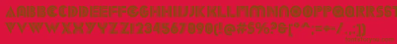 DekalRegular-Schriftart – Braune Schriften auf rotem Hintergrund