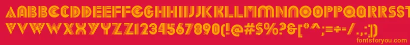 フォントDekalRegular – 赤い背景にオレンジの文字