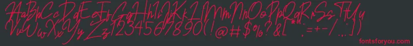 Sansitype Script Font – Red Fonts on Black Background