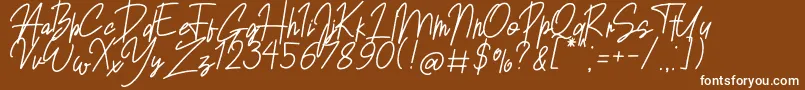 Czcionka Sansitype Script – białe czcionki na brązowym tle