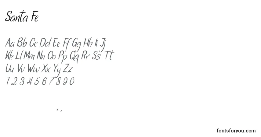 Schriftart Santa Fe – Alphabet, Zahlen, spezielle Symbole