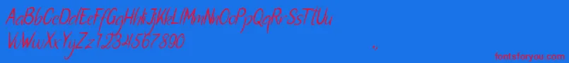 Santa Fe-Schriftart – Rote Schriften auf blauem Hintergrund