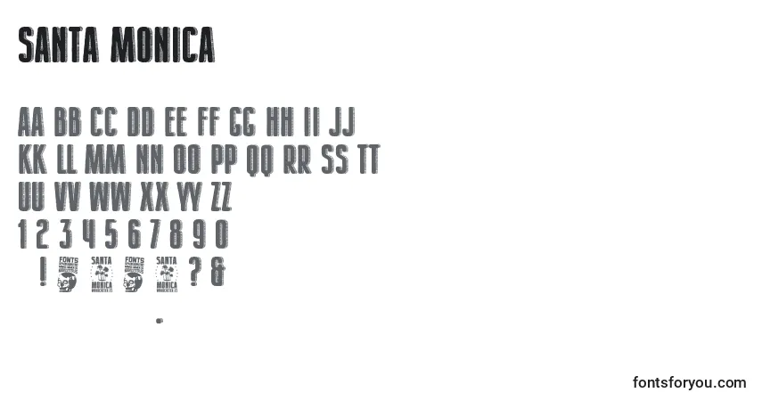 Czcionka Santa Monica – alfabet, cyfry, specjalne znaki