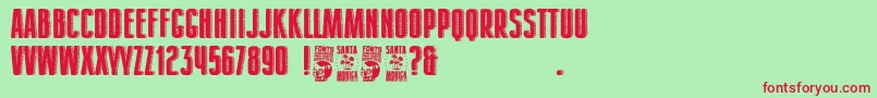 Santa Monica Font – Red Fonts on Green Background