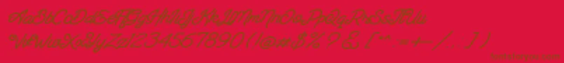 Santana Script-Schriftart – Braune Schriften auf rotem Hintergrund