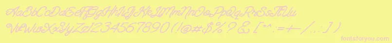 Santana Script Font – Pink Fonts on Yellow Background