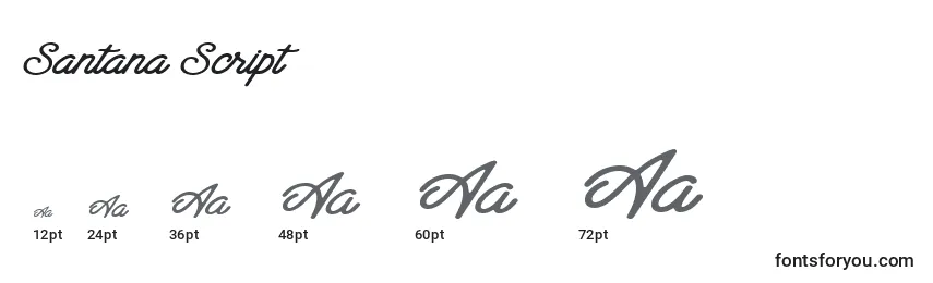 Размеры шрифта Santana Script