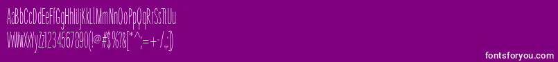 Saiba mais sobre a fonte SantanaXtraCondensed Fonte SantanaXtraCondensed – fontes brancas em um fundo violeta
