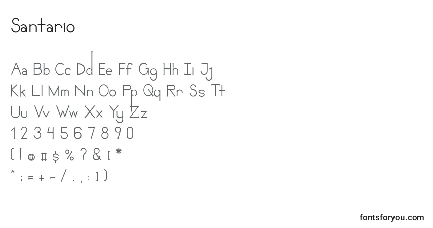 Czcionka Santario – alfabet, cyfry, specjalne znaki