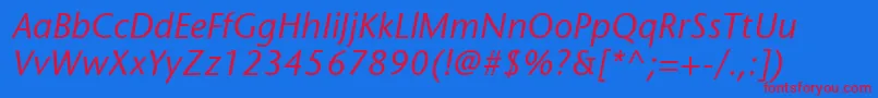 ItcStoneSansLtItalic Font – Red Fonts on Blue Background