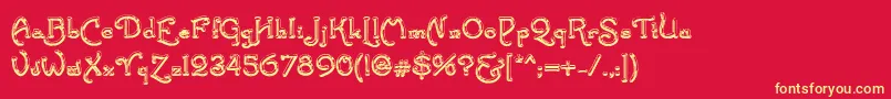 SantasSleighFull Deluxe Font – Yellow Fonts on Red Background