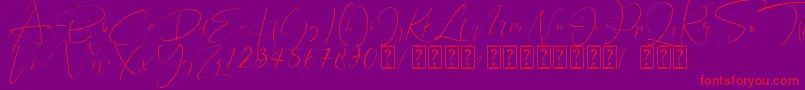 Santeria Signature Font – Red Fonts on Purple Background