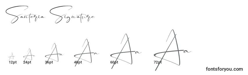 Размеры шрифта Santeria Signature