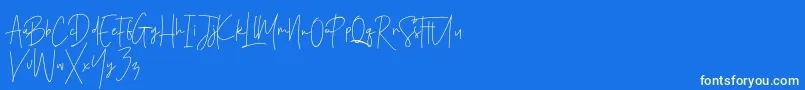 Santiago Pro Font – Yellow Fonts on Blue Background