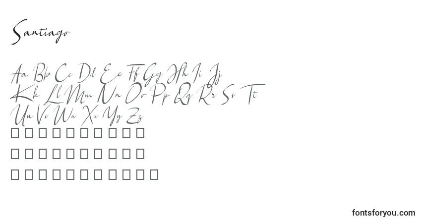 Schriftart Santiago – Alphabet, Zahlen, spezielle Symbole