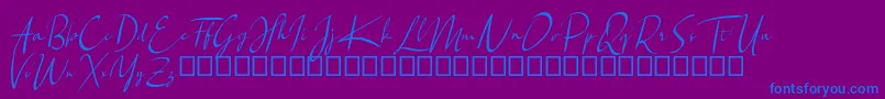 フォントSantiago – 紫色の背景に青い文字